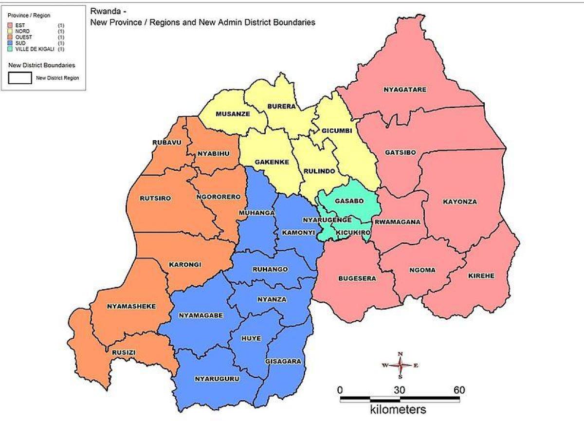 mapa de Ruanda sectores
