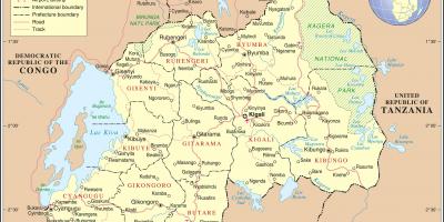 Mapa de mapa administrativo de Ruanda